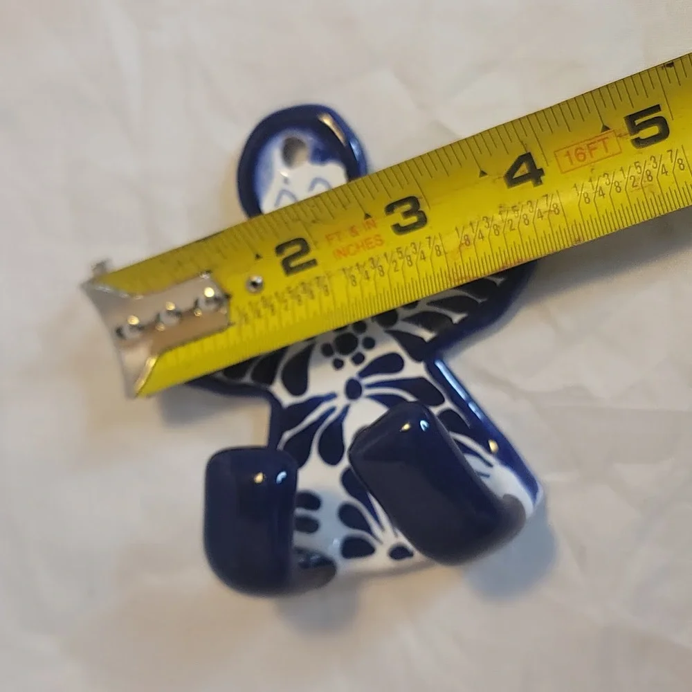 Hand painted Talavera Towel Hat Hanger Coat Angel Hook NEW Blue White 4